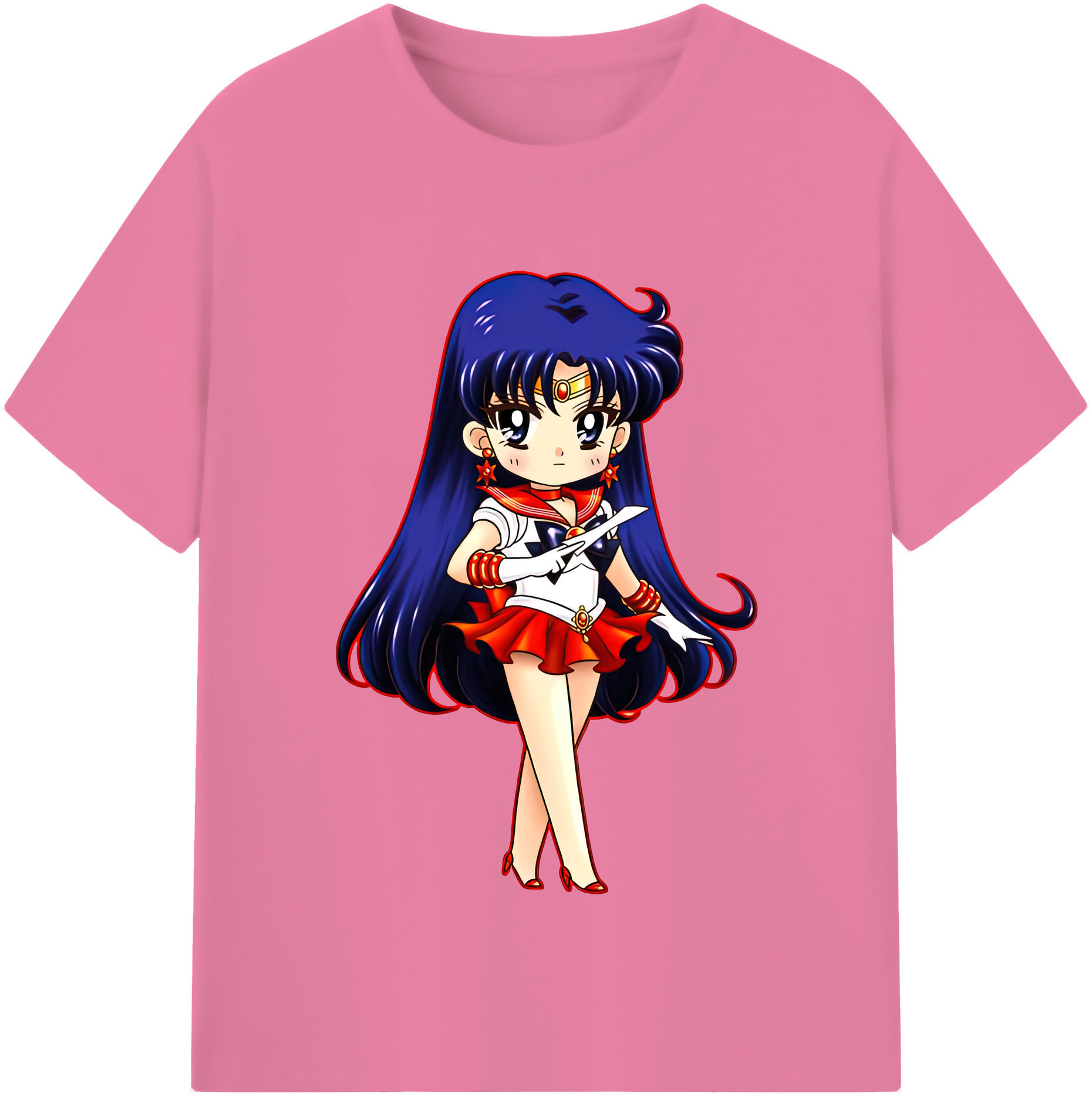 （画像用） 美少女戦士セーラームーン 火野レイ ひの レイ Sailor Moon Hino Rei （セーラーマーズ,Sailor Mars） 綿100％半袖Tシャツ（フロントプリント）